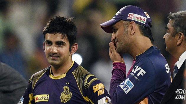 MS Dhoni (R) and Gautam Gambhir (L) in an IPL match (File Photo)(Hindustan Times)