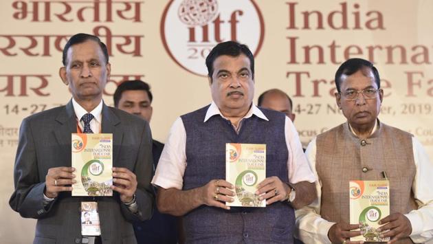 Union Minister of Micro, Small and Medium Enterprises Nitin Gadkari with Chairman and Managing Director of India Trade Promotion Organisation LC Goyal (L) during the inauguration of the 39th edition of India International Trade Fair 2019. The fair was inaugurated by Minister of Micro, Small and Midium Enterprises (MSME) Nitin Gadkari. (Vipin Kumar / HT Photo) Union Minister of Micro, Small and Medium Enterprises Nitin Gadkari with Chairman and Managing Director of India Trade Promotion Organisation LC Goyal (L) during the inauguration of the 39th edition of India International Trade Fair 2019. The fair was inaugurated by Minister of Micro, Small and Midium Enterprises (MSME) Nitin Gadkari. (Vipin Kumar / HT Photo)