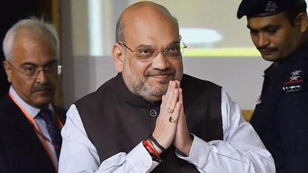 During the visit to the CRPF headquarters on Friday, Union Home Minister Amit Shah reviewed the operational preparedness of CRPF, which is the key law and order force in Jammu and Kashmir and Naxal affected districts.(PTI PHOTO.) During the visit to the CRPF headquarters on Friday, Union Home Minister Amit Shah reviewed the operational preparedness of CRPF, which is the key law and order force in Jammu and Kashmir and Naxal affected districts.(PTI PHOTO.)