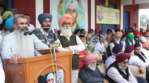 Food and civil supplies minister Bharat Bhushan Ashu addressing a function held to pay tributes to freedom fighter Kartar Singh Sarabha at Sarabha village on Saturday. (Harsimar Pal Singh/HT) Food and civil supplies minister Bharat Bhushan Ashu addressing a function held to pay tributes to freedom fighter Kartar Singh Sarabha at Sarabha village on Saturday. (Harsimar Pal Singh/HT)