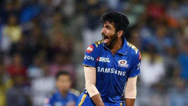 Mumabi Indias’ player Jasprit Bumrah celebrates(PTI)