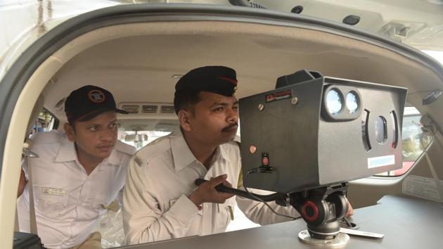 Navi Mumbai Police Commissioner Sanjay Kumar (not pictured) inaugurated two specially equipped vehicles mounted with Speed Guns and breath analyzers with GPRS connectivity at Traffic Police Station, in Navi Mumbai, Maharshtra. (Bachchan Kumar / HT Photo) Navi Mumbai Police Commissioner Sanjay Kumar (not pictured) inaugurated two specially equipped vehicles mounted with Speed Guns and breath analyzers with GPRS connectivity at Traffic Police Station, in Navi Mumbai, Maharshtra. (Bachchan Kumar / HT Photo)