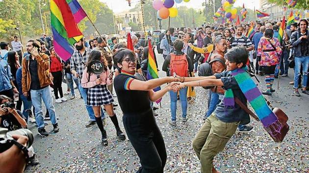 People participate in a queer parade in Delhi on November 25, 2018.(HT Archive)