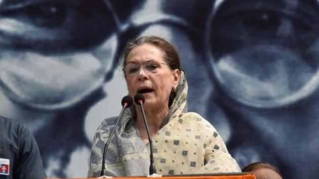 Congress President Sonia Gandhi addresses at Rajghat to commemorate the 150th birth anniversary of Mahatma Gandhi. (File photo: PTI) Congress President Sonia Gandhi addresses at Rajghat to commemorate the 150th birth anniversary of Mahatma Gandhi. (File photo: PTI)