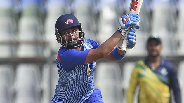 Prithvi Shaw plays a shot during the Syed Mushtaq Ali Trophy match against Assam at Wankhede Stadium in Mumbai. (PTI) Prithvi Shaw plays a shot during the Syed Mushtaq Ali Trophy match against Assam at Wankhede Stadium in Mumbai. (PTI)