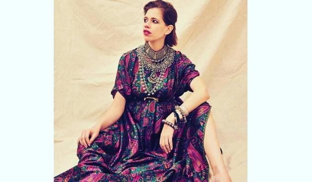 Kalki looks stunning in a Kaftan by Sabyasachi. The actor wore heavy jewellery, and sported smokey eyes. (Instagram) Kalki looks stunning in a Kaftan by Sabyasachi. The actor wore heavy jewellery, and sported smokey eyes. (Instagram)