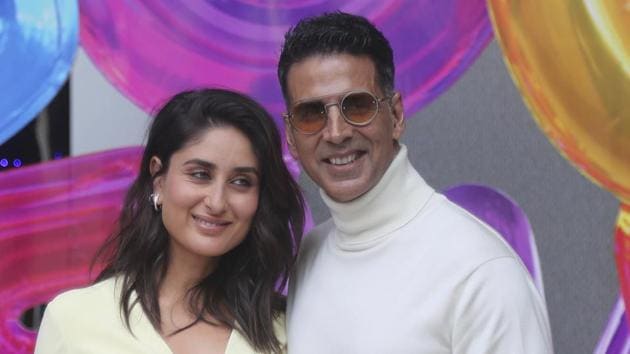 Bollywood actors Akshay Kumar, right, along with Kareena Kapoor pose for photographs during the trailer launch of their upcoming film Good Newwz in Mumbai.(AP) Bollywood actors Akshay Kumar, right, along with Kareena Kapoor pose for photographs during the trailer launch of their upcoming film Good Newwz in Mumbai.(AP)