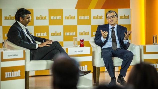 Bill Gates in conversation with Rishad Premji at Mint Visionaries event in New Delhi.(Photo By Pradeep Gaur/Mint) Bill Gates in conversation with Rishad Premji at Mint Visionaries event in New Delhi.(Photo By Pradeep Gaur/Mint)