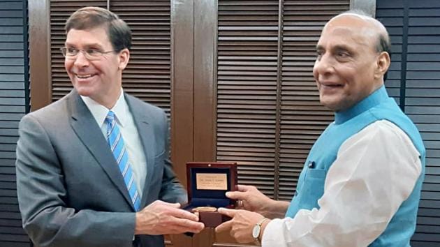 Union Defence Minister Rajnath Singh during a meeting with US Secretary of Defence, Dr Mark T Esper in Bangkok on Sunday. (Photo: ANI) Union Defence Minister Rajnath Singh during a meeting with US Secretary of Defence, Dr Mark T Esper in Bangkok on Sunday. (Photo: ANI)