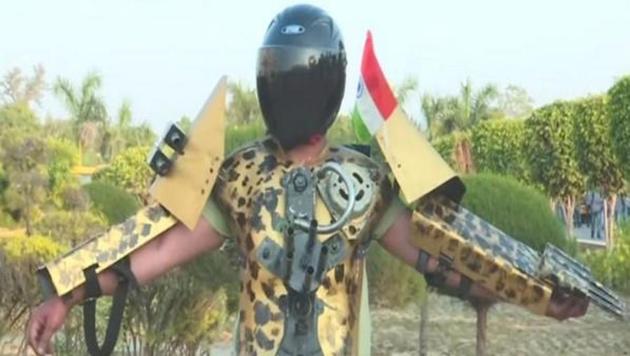 The iron man suit developed by Shyam Chaurasia. (ANI) The iron man suit developed by Shyam Chaurasia. (ANI)