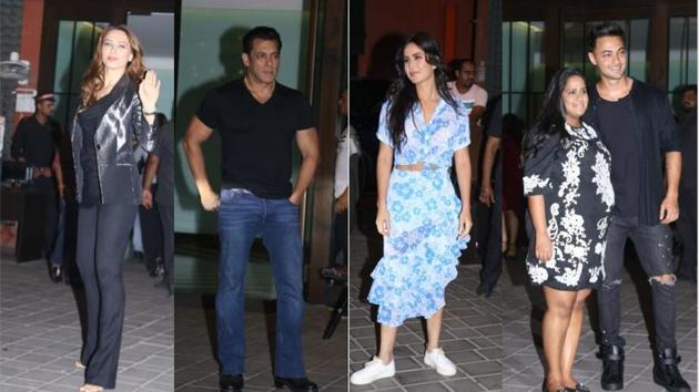 Iulia Vantur, Salman Khan, Katrina Kaif attend Arpita Khan and Aayush Sharma’s wedding anniversary bash.(Varinder Chawla)