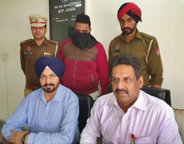 The accused in STF custody in Ludhiana on Tuesday.(HT PHOTO)