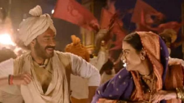 Ajay Devgn and Kajol in a still from Tanhaji.