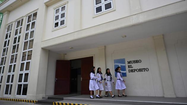 Students visit the museum of the El Deposito. The sparks of welding guns illuminate the damp contours of El Deposito, an abandoned Spanish colonial-era relic with a rich history that has been hidden from view for decades. “El Deposito has a very colourful history that we Filipinos must appreciate and value even after all these years,” Kaye Oliveros, curator said. (Ted ALJIBE / AFP)