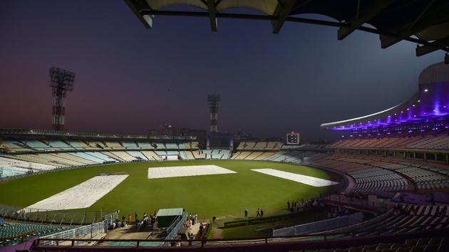 Eden Garden stadium ahead of the first pink ball day-night Test match between India and Bangladesh(PTI)