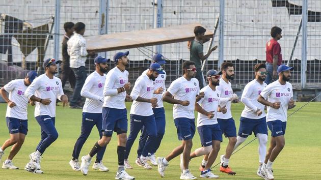 Indian cricket captain Virat Kohli and others during a training session. (PTI) Indian cricket captain Virat Kohli and others during a training session. (PTI)