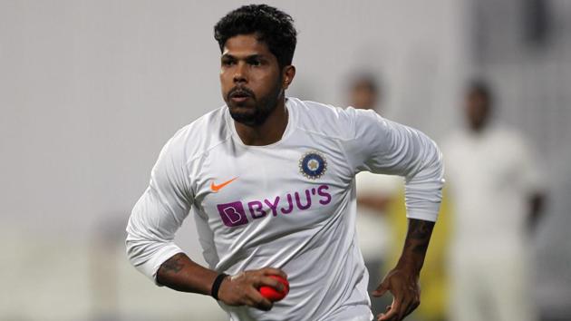 Indian bowler Umesh Yadav practices with a pink ball ahead of the 2nd Test match between India and Bangladesh at Eden Gardens stadium in Kolkata.(ANI Photo)