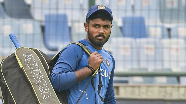 Indian cricketer Sanju Samson during a practice session.(PTI)