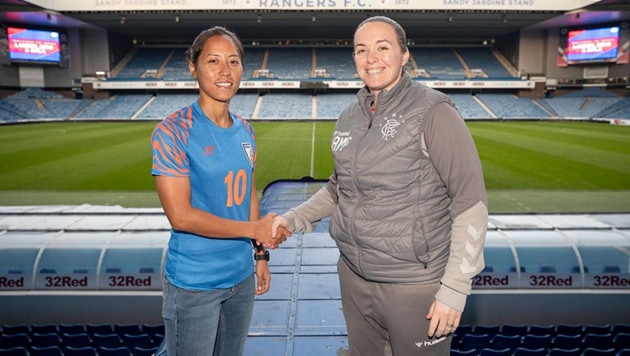 Indian national team captain Bala Devi Ngangom at Rangers.(@RangersWFC)