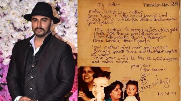 Arjun Kapoor has shared a poem he wrote for his mother Mona when he was 12 years-old.