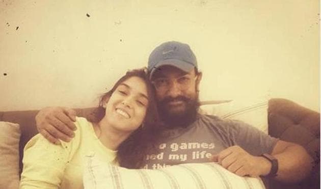 Aamir Khan poses with daughter Ira Khan.