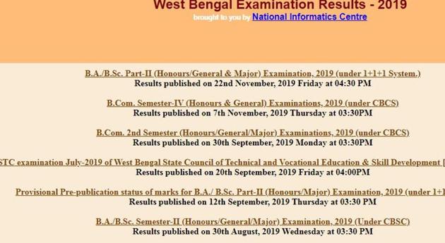 Calcutta University on Friday declared the results of Bachelor of Arts (BA) and Bachelor of Science (BSc) 2019.(wbresults.nic.in)