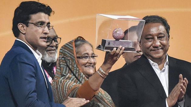 Bangladeshi Prime Minister Sheikh Hasina with BCCI President Sourav Ganguly.(PTI)