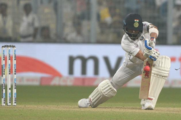 Indian captain Virat Kohli in action on the first day of India's Pink Ball Test against Bangladesh in Kolkata. (Samir Jana / Hindustan Times )