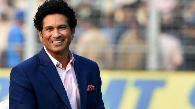 Former Indian cricketer Sachin Tendulkar on the first day of India's first pink ball Test .(HT Photo/Samir Jana)