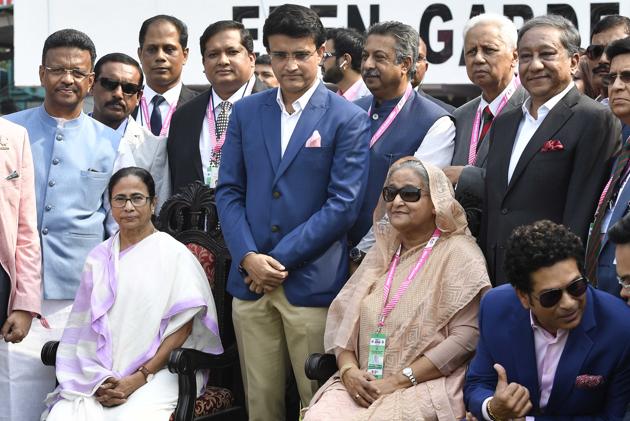 Chief Minister of West Bengal Mamata Banerjee, BCCI President Sourav Ganguly, Prime Minister of Bangladesh Sheikh Hasina, former cricketer Sachin Tendulkar and others. (Samir Jana / Hindustan Times)