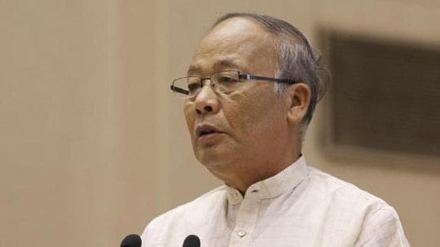 Okram Ibobi Singh at Vigyan Bhawan in New Delhi in August 2015.(File photo by Virendra Singh Gosain/Hindustan Times)