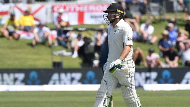 New Zealand's Tom Latham leaves the field after being bowled out(REUTERS)