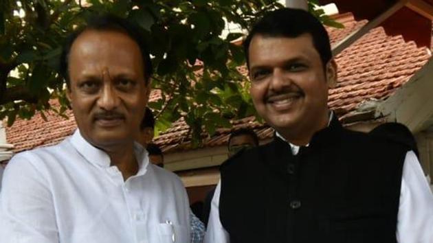 Maharashtra CM Devendra Fadnavis with deputy CM Ajit Pawar.(HT Photo)