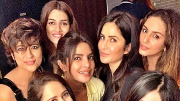 Katrina Kaif and Priyanka Chopra with other Bollywood celebs.