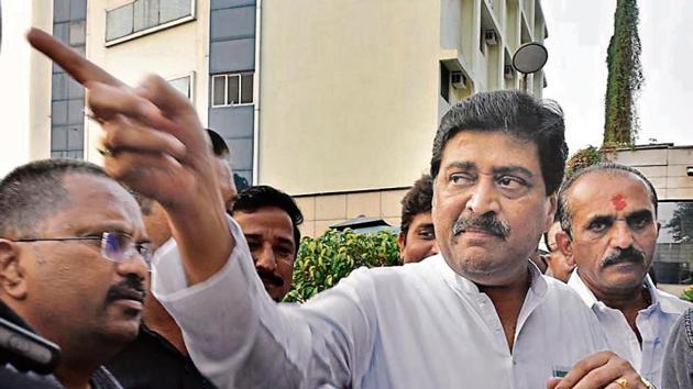 Congress leader Ashok Chavan at JW Marriott hotel in Andheri where the party MLAs are lodged. (HT Photo) Congress leader Ashok Chavan at JW Marriott hotel in Andheri where the party MLAs are lodged. (HT Photo)