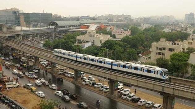 File photo of Rapid Metro train in Gurugram (HT File) File photo of Rapid Metro train in Gurugram (HT File)