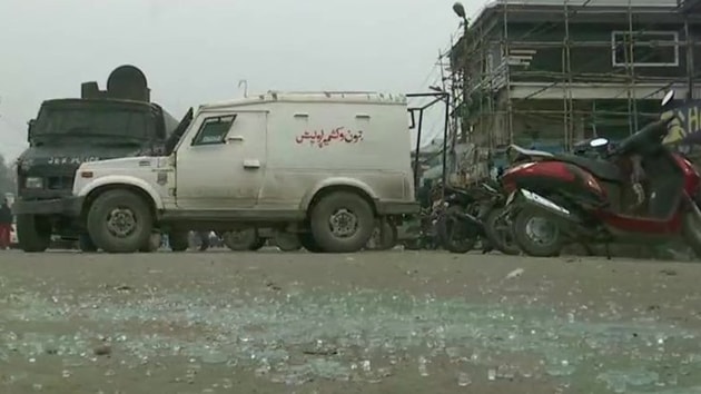 The scene from the blast site in Srinagar. (ANI photo) The scene from the blast site in Srinagar. (ANI photo)