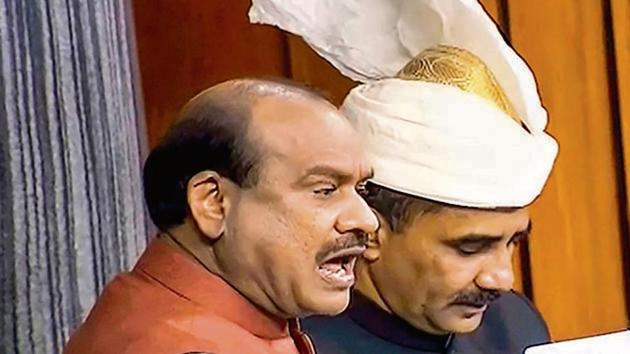 Speaker Om Birla conducts proceedings in the Lok Sabha during the Winter Session of Parliament on Monday.(PTI Photo) Speaker Om Birla conducts proceedings in the Lok Sabha during the Winter Session of Parliament on Monday.(PTI Photo)