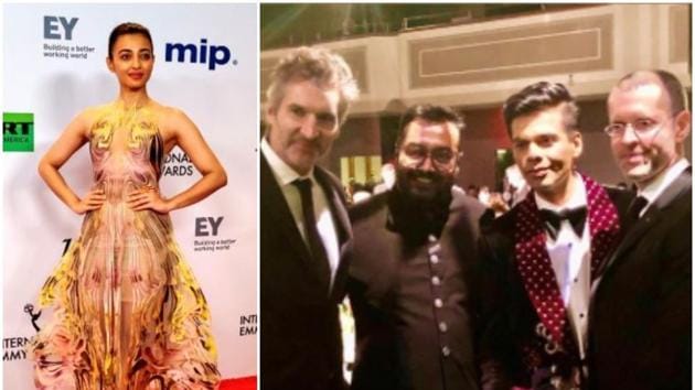 Radhika Apte, Karan Johar, Anurag Kashyap were among the Indian artists and filmmakers who attended the International Emmys 2019 in New York.(iemmys/Twitter and Instagram) Radhika Apte, Karan Johar, Anurag Kashyap were among the Indian artists and filmmakers who attended the International Emmys 2019 in New York.(iemmys/Twitter and Instagram)