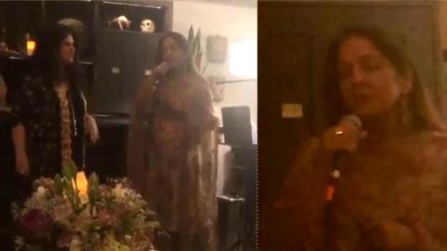 Neena Gupta sings at a dinner party.