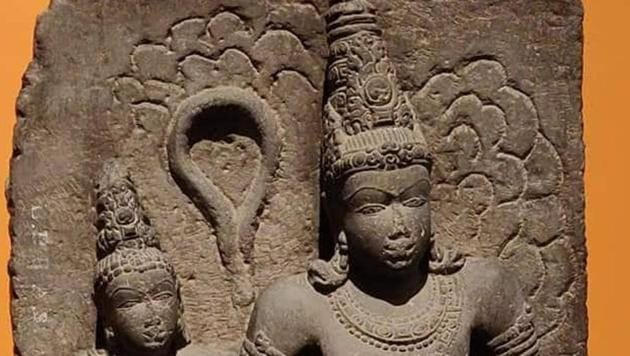 Varuni, Goddess of wine in Hinduism Varuni, also known as Varunani, is the consort of Varuna, often depicted with her husband. In a rare stone sculpture both of them are depicted together in the sculptures gallery of this museum. (deepinder singh kapany) 