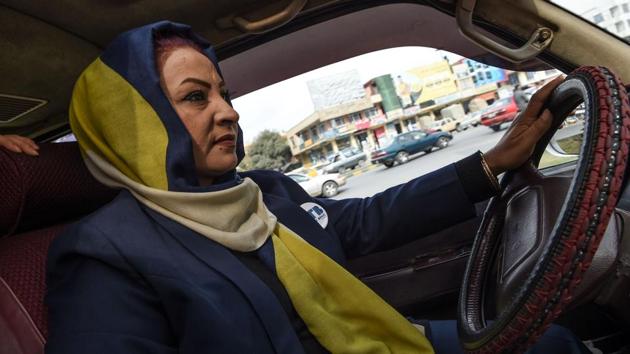 Haidary drives to pick up women passengers. After negotiations between the US and the Taliban for a peace settlement collapsed in September, women like Haidary and Mohammadi worry that the Taliban might one day return to power, and take away their relative freedoms. “If the Taliban come back, I hope they are not the same group they used to be,” said Haidary. “If they impose the same limitations, we will lose our jobs.” (Wakil Kohsar / AFP) Haidary drives to pick up women passengers. After negotiations between the US and the Taliban for a peace settlement collapsed in September, women like Haidary and Mohammadi worry that the Taliban might one day return to power, and take away their relative freedoms. “If the Taliban come back, I hope they are not the same group they used to be,” said Haidary. “If they impose the same limitations, we will lose our jobs.” (Wakil Kohsar / AFP)
