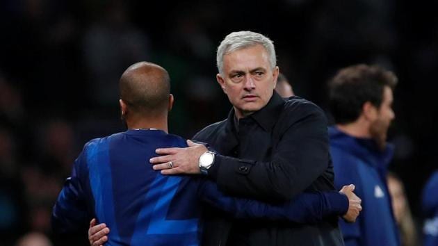 Tottenham Hotspur manager Jose Mourinho celebrates with Lucas Moura after the match.(Action Images via Reuters) Tottenham Hotspur manager Jose Mourinho celebrates with Lucas Moura after the match.(Action Images via Reuters)