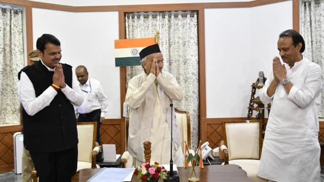 November 23 sprung a surprise with President’s rule revoked in the early hours of the day and BJP’s Devendra Fadanvis taking oath as the CM with NCP’s then parliamentary party leader Ajit Pawar as Deputy CM. Ajit Pawar’s move was not endorsed by NCP chief Sharad Pawar and brought to light signs of a split within the party. (HT Photo)