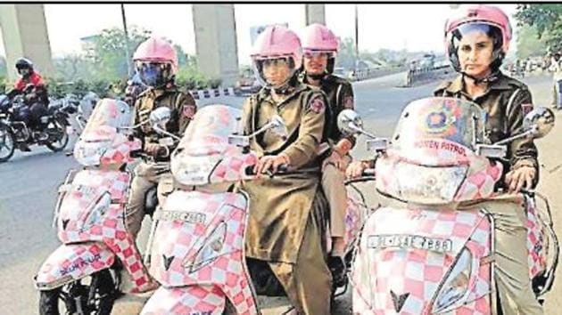 Delhi Police’s special women’s patrol unit has been assigned a new tool by which they can be distinguished from male colleagues — the colour code pink(By Arrangement)