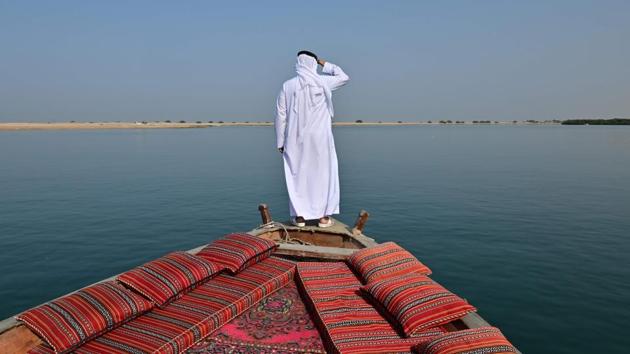 Emirati Abdullah al-Suwaidi watches the sea from his traditional dhow boat, at the Suwaidi pearl farm, off the coast of al-Rams in the northern emirate of Ras al-Khaimah, United Arab Emirates. Before the discovery of oil transformed the Gulf into one of the world’s wealthiest regions, the fortunes of its people depended on pearling -- a tradition that Abdullah al-Suwaidi hopes to revive. (Guiseppe Cacace / AFP) Emirati Abdullah al-Suwaidi watches the sea from his traditional dhow boat, at the Suwaidi pearl farm, off the coast of al-Rams in the northern emirate of Ras al-Khaimah, United Arab Emirates. Before the discovery of oil transformed the Gulf into one of the world’s wealthiest regions, the fortunes of its people depended on pearling -- a tradition that Abdullah al-Suwaidi hopes to revive. (Guiseppe Cacace / AFP)