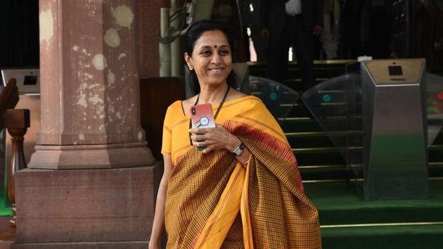 NCP leader Supriya Sule seen during the winter session at Parliament in New Delhi on Thursday, November 21, 2019.(Vipin Kumar/HT PHOTO) NCP leader Supriya Sule seen during the winter session at Parliament in New Delhi on Thursday, November 21, 2019.(Vipin Kumar/HT PHOTO)