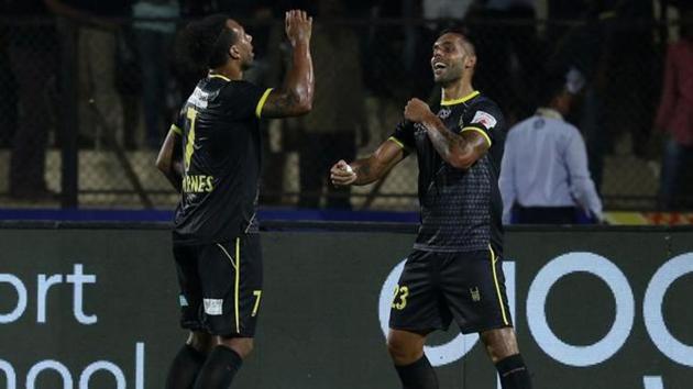 Robin Singh celebrates after scoring goals.(ISL)