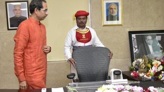 Uddhav Thackeray takes charge as Maharashtra CM. (ANI photo)