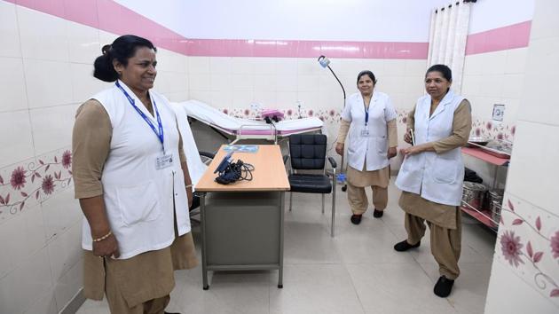 Staff at the medical facilities section at the Sakhi Centre. An official from the ministry of women and child development, on condition of anonymity said that existing centres were set up after the December 16 rape case and were just rooms where assault survivors could be examined and provided treatment in some privacy. A lack of integrated support facilities led to an initiative towards the Sakhi Centre. (Raj K Raj / HT Photo)